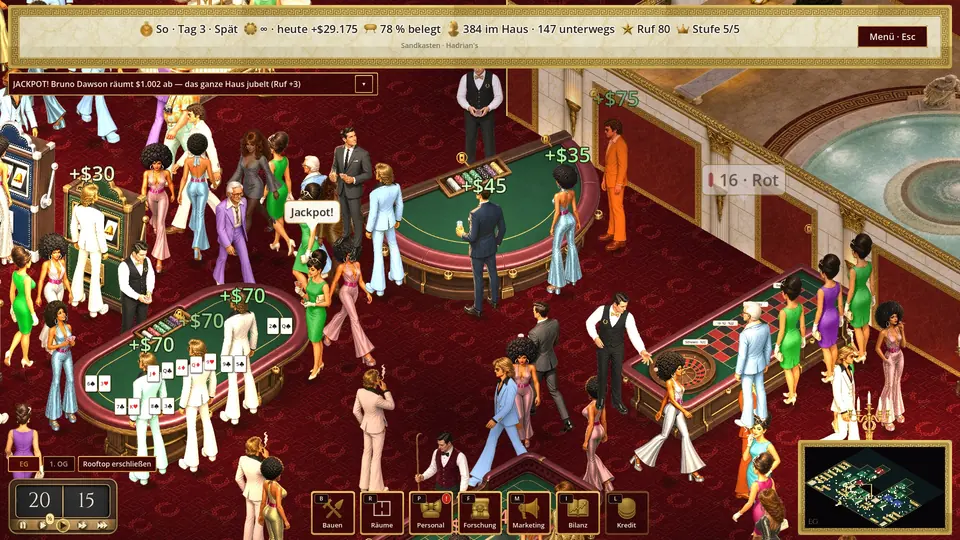 Blackjack-Tische im Hadrian's, 1979