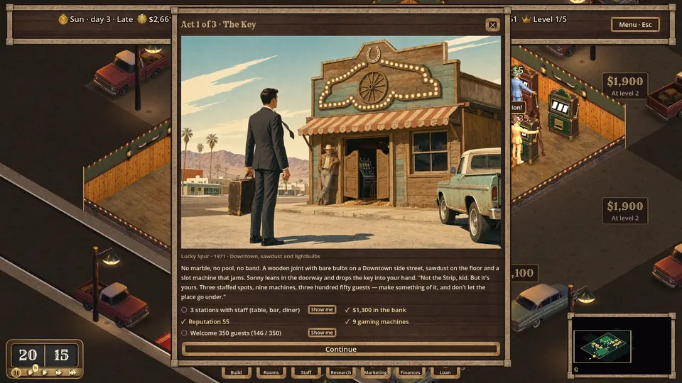 Act card: Sonny Adler slides you the key to the Lucky Spur
