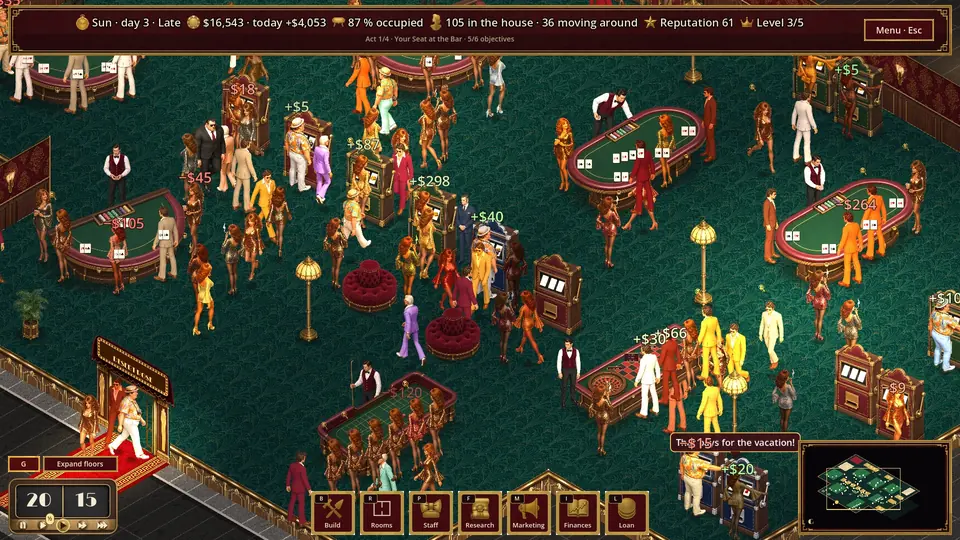 Desert Rose: slot rows, tables and a full floor